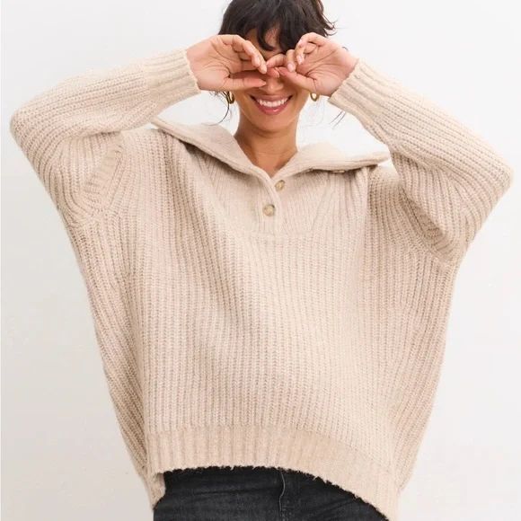 HATCH Maternity Women's THE JO SWEATER Cotton/Alpaca Size 1 (S 2-4) $328 Oatmeal - Picture 1 of 15